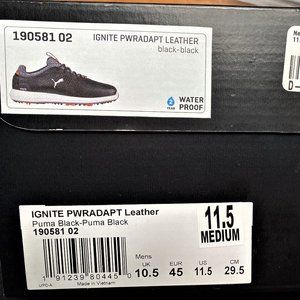 Puma Ignit PWRADAPT Leather Golf Shoes Black 11.5